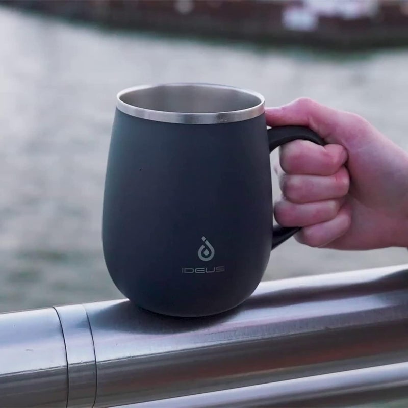 ideus 16 oz Insulated Coffee Mug with Handle and Lid, Double Wall Stainless Steel Vacuum Thermal Coffee Mug, Travel Coffee Cup Thermal Cup for Home and Office, Storm Black - Image 4